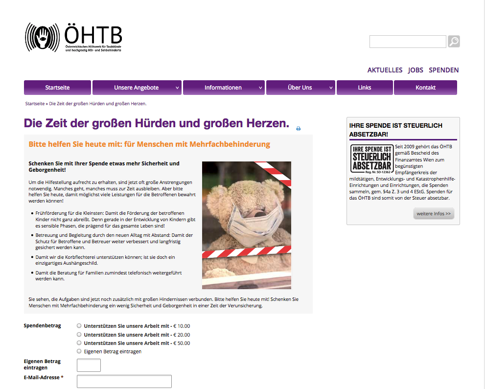 ÖHTB Online Spendenkampagne